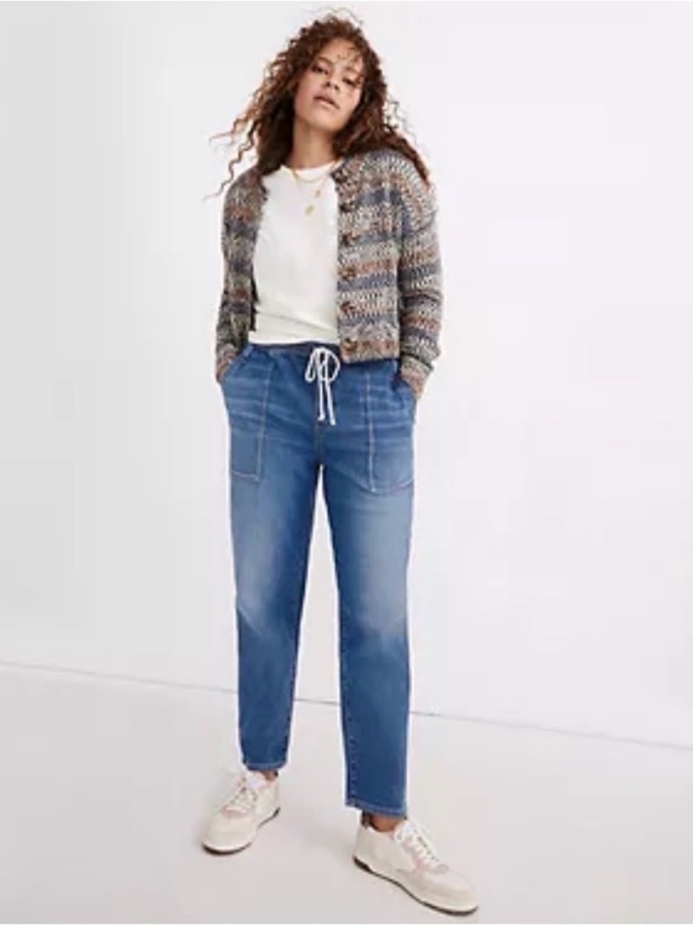 Madewell Drawstring Relaxed Boyfriend Pull on Jeans Size L
